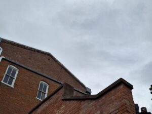 Parapet walls on the Old Mill powerhouse building