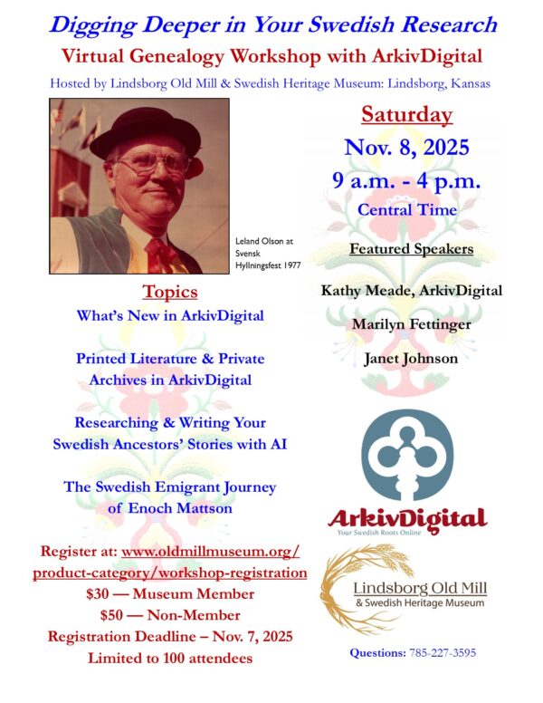Online Swedish Genealogy Workshop Registration: November 8, 2025