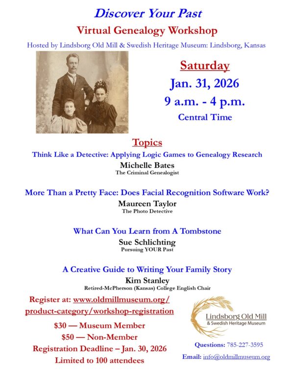 "Discover Your Past" Virtual Genealogy Workshop Registration: January 31, 2026