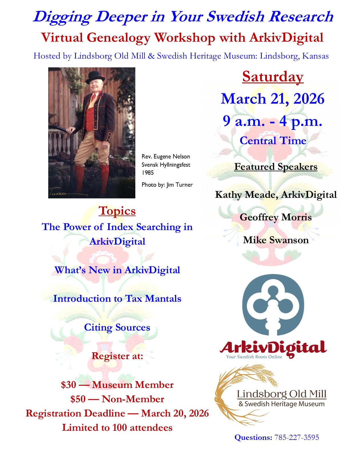 Online Swedish Genealogy Workshop Registration: March 21, 2026